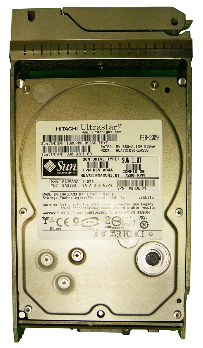 390-0381-N Sun 1TB 7200RPM SATA 3Gbps 32MB Cache 3.5-inch Internal Hard Drive
