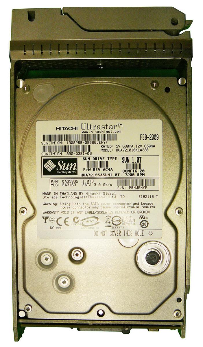3900381-01 Sun 1TB 7200RPM SATA 3Gbps 32MB Cache 3.5-inch Internal Hard Drive