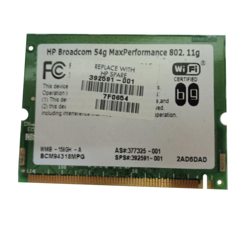 392591-001 HP Mini PCI 54G 802.11b/g High Speed Wireless LAN (WLAN) Network Interface Card for Pavilion NX6100/NX6125 Business Notebook