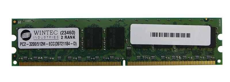 39721184-D Wintec 512MB PC2-3200 DDR2-400MHz ECC CL3 240-Pin DIMM Memory Module