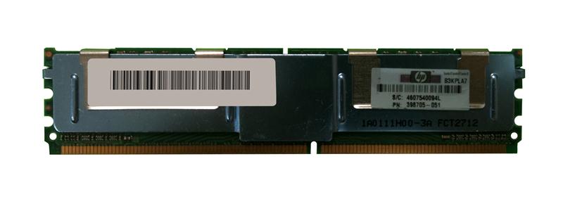 398705-051 HP 512MB PC2-5300 DDR2-667MHz ECC Fully Buffered CL5 240-Pin DIMM Single Rank Memory Module for ProLiant Servers