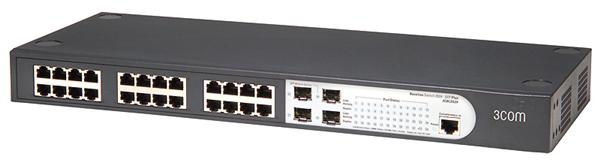 3CBLSG24 3Com 24-Ports 1000BT + 4 x SFP 1000BT Baseline 2924 Switch (Refurbished)