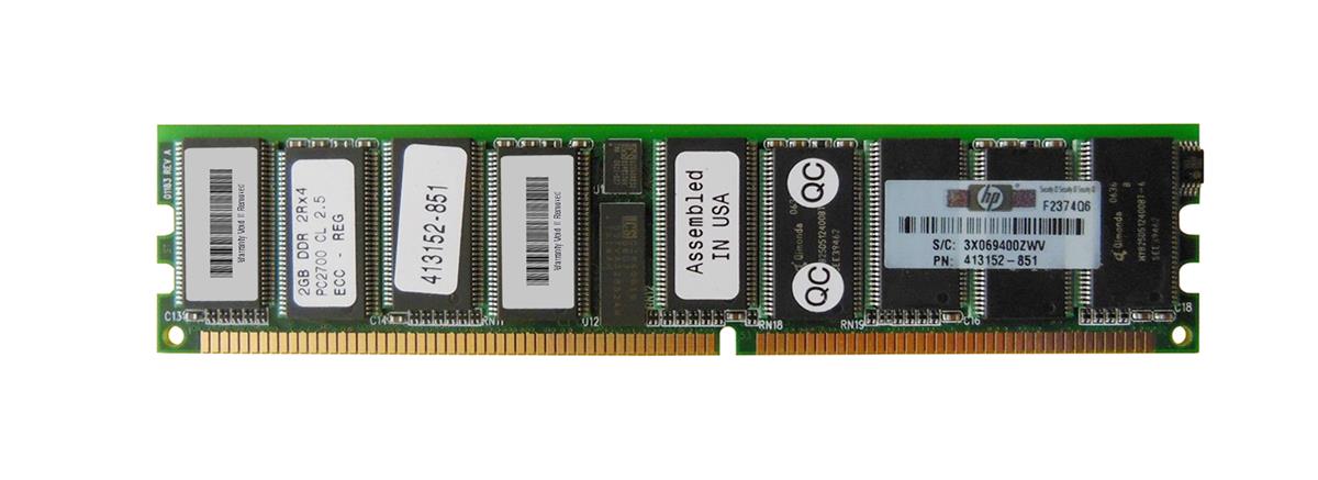 413152-851 HP 2GB PC2700 DDR-333MHz Registered ECC CL2.5 184-Pin DIMM 2.5V Memory Module for ProLiant ML350 / DL360 G4 Server