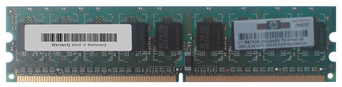417440-051 Compaq 512MB PC2-5300 DDR2-667MHz ECC Unbuffered CL4 240-Pin DIMM Memory Module