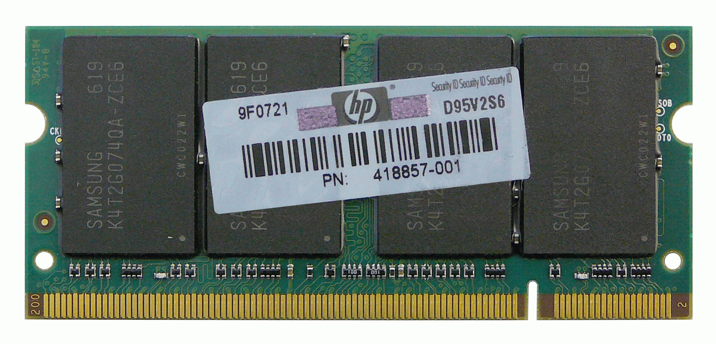 418857-001 HP 2GB PC2-5300 DDR2-667MHz non-ECC Unbuffered CL5 200-Pin SoDimm Dual Rank Memory Module
