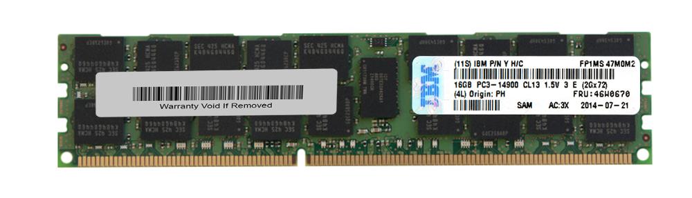 46W0670 IBM 16GB PC3-14900 DDR3-1866MHz ECC Registered CL13 240-Pin DIMM Dual Rank Memory Module