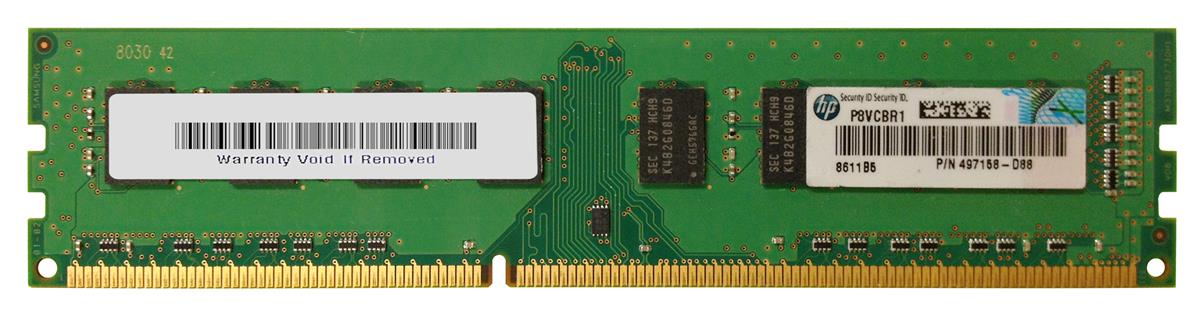 497158-D88 HP 4GB PC3-10600 DDR3-1333MHz non-ECC Unbuffered CL9 240-Pin DIMM Dual Rank Memory Module