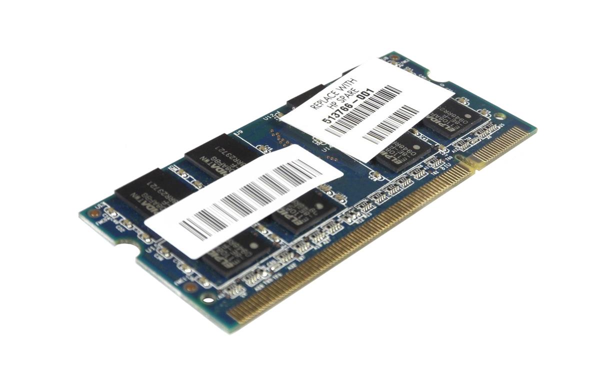 513766-001 HP 2GB PC2-6400 DDR2-800MHz non-ECC Unbuffered CL6 200-Pin SoDimm Dual Rank Memory Module