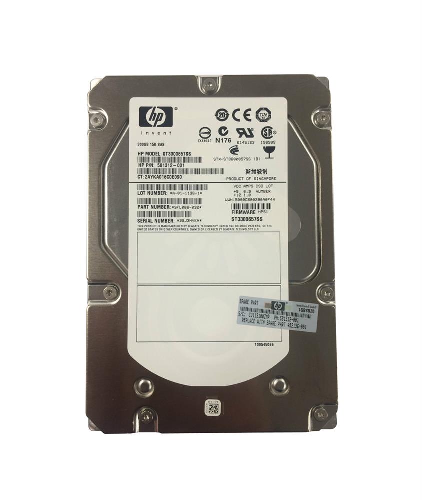581312-001 HP 300GB 15000RPM SAS 6Gbps 3.5-inch Internal Hard Drive