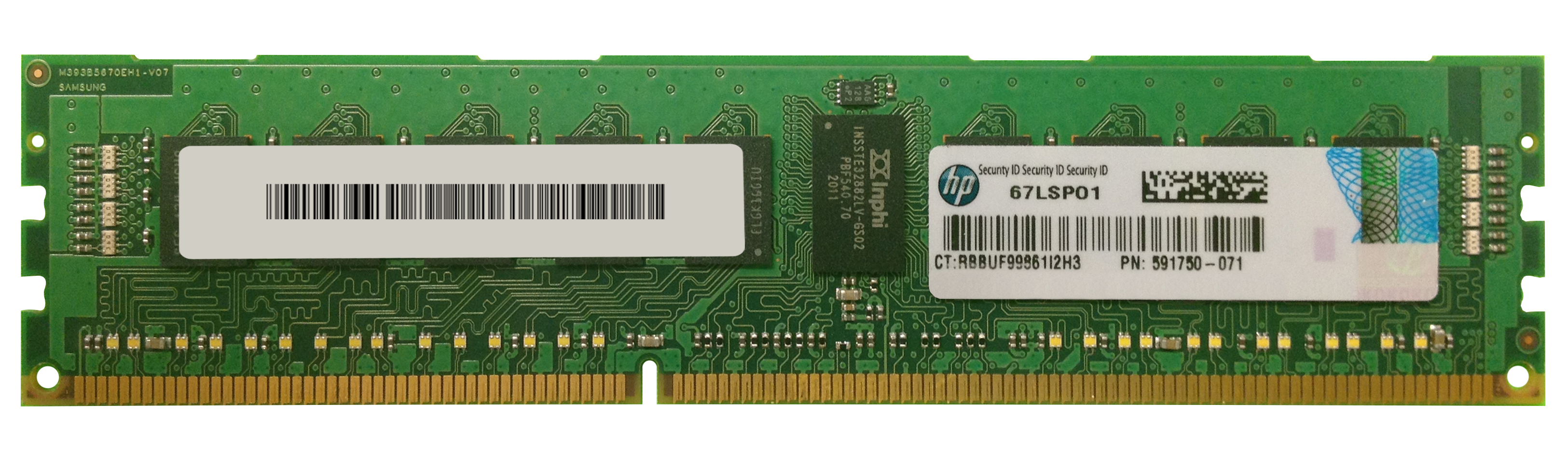 591750-071 HP 4GB PC3-10600 DDR3-1333MHz ECC Registered CL9 240-Pin DIMM Single Rank Memory Module