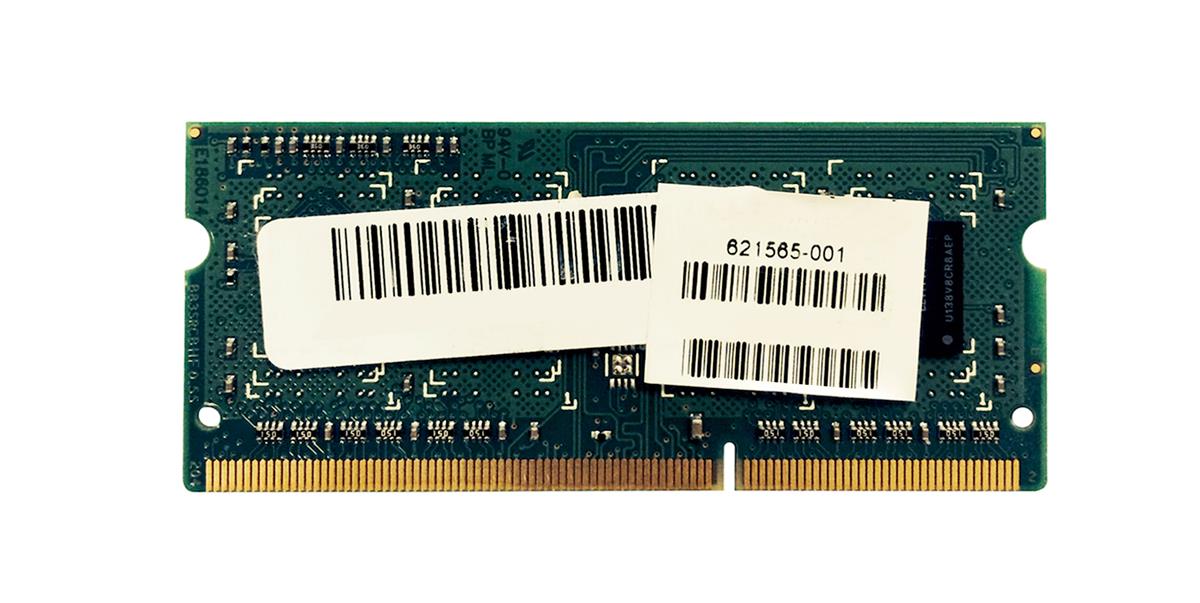621565-001 HP 2GB PC3-10600 DDR3-1333MHz non-ECC Unbuffered CL9 204-Pin SoDimm Single Rank Memory Module