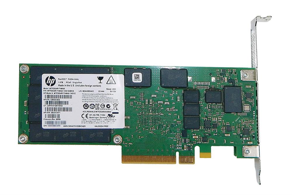 729303-002 HP 1.4TB MLC PCI Express 2.0 x8 Mainstream Endurance Workload Accelerator HH-HL Add-in Card Solid State Drive (SSD)