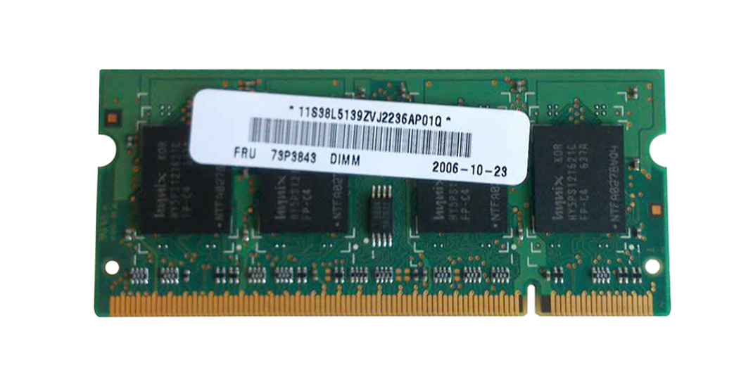 73P3843 IBM 512MB PC2-4200 DDR2-533MHz non-ECC Unbuffered CL4 200-Pin SoDimm Memory Module