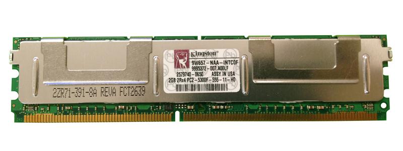 9W657-NAA-INTC0F Kingston 2GB PC2-5300 DDR2-667MHz ECC Fully Buffered CL5 240-Pin DIMM Dual Rank Memory Module
