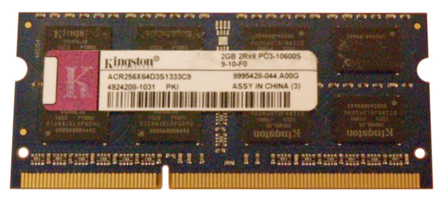 ACR256X64D3S1333C9 Kingston 2GB PC3-10600 DDR3-1333MHz non-ECC Unbuffered CL9 204-Pin SoDimm Dual Rank, x8 Memory Module