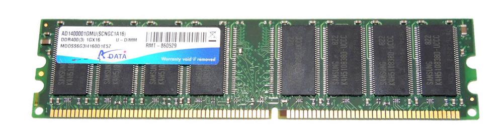 AD1400001GMU ADATA 1GB PC3200 DDR-400MHz non-ECC Unbuffered CL3 184-Pin DIMM Memory Module