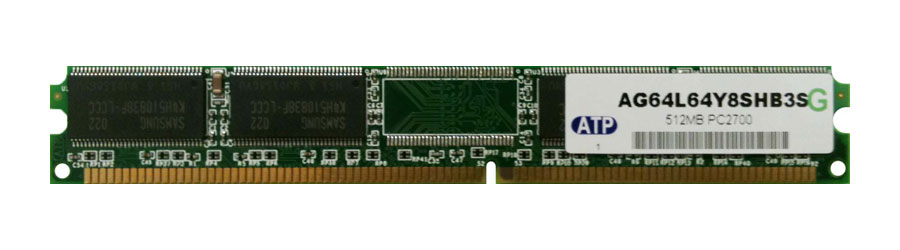 AG64L64Y8SHB3S ATP 512MB PC2700 DDR-333MHz non-ECC Unbuffered CL2.5 184-Pin DIMM 2.5V Memory Module