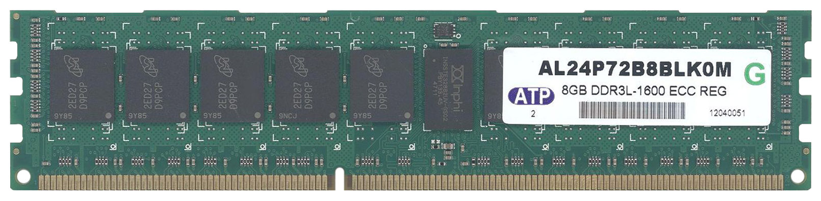 AL24P72B8BLK0M ATP 8GB PC3-12800 DDR3-1600MHz ECC Registered CL11 240-Pin DIMM 1.35v Low Voltage Dual Rank Memory Module