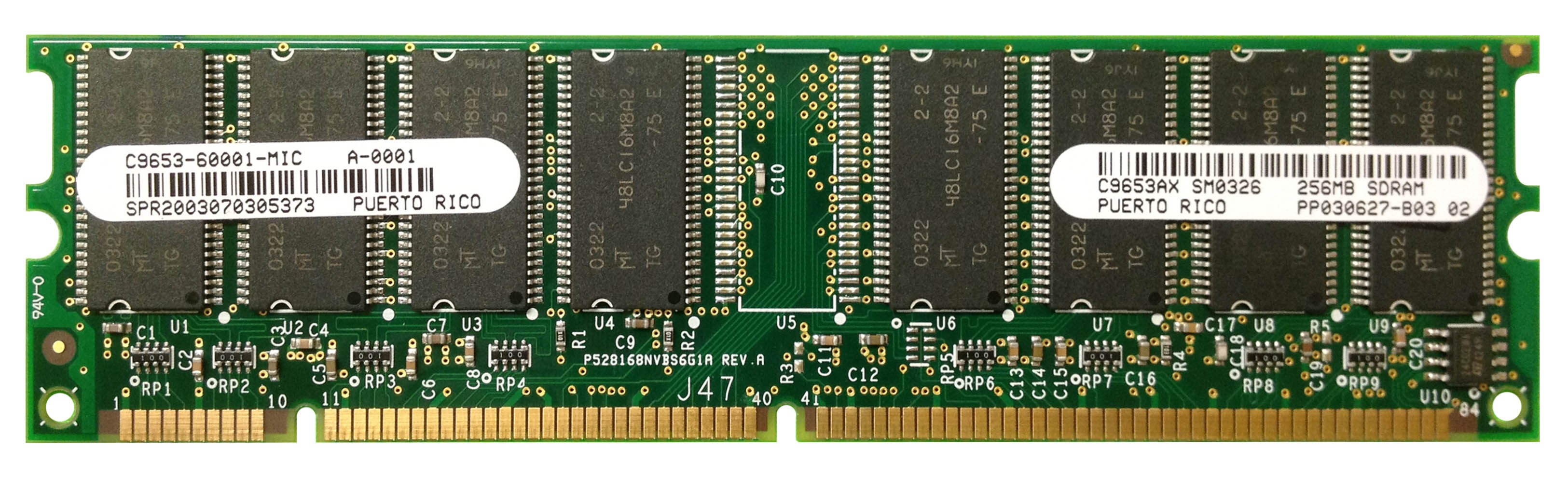 C9653AX HP 256MB PC100 100MHz non-ECC Unbuffered 168-Pin DIMM Memory Module for HP Color LaserJet 4600/5500 Series Printers