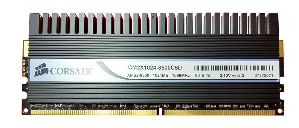 CM2X1024-8500C5D Corsair 1GB PC2-8500 DDR2-1066MHz non-ECC Unbuffered CL7 240-Pin DIMM Dual Rank Memory Module