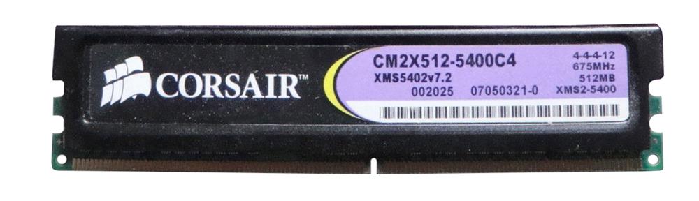 CM2X512-5400C4 Corsair Xms2 512MB PC2-5400 DDR2-675MHz non-ECC Unbuffered CL4-4-4-12 240-Pin DIMM Memory Module