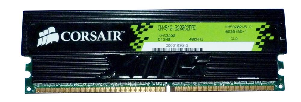 CMX512-3200C2PRO Corsair 512MB PC3200 DDR-400MHz non-ECC Unbuffered CL2 (2-3-2-6) 184-Pin DIMM Memory Module