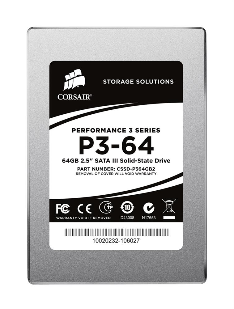 CSSD-P364GB2 Corsair Performance P3-64 64GB SATA 6.0 Gbps SSD