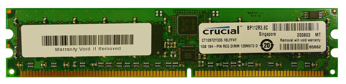 CT12872Y335 Crucial 1GB PC2700 DDR 333MHz Registered ECC CL2.5 184-Pin DIMM Memory Module