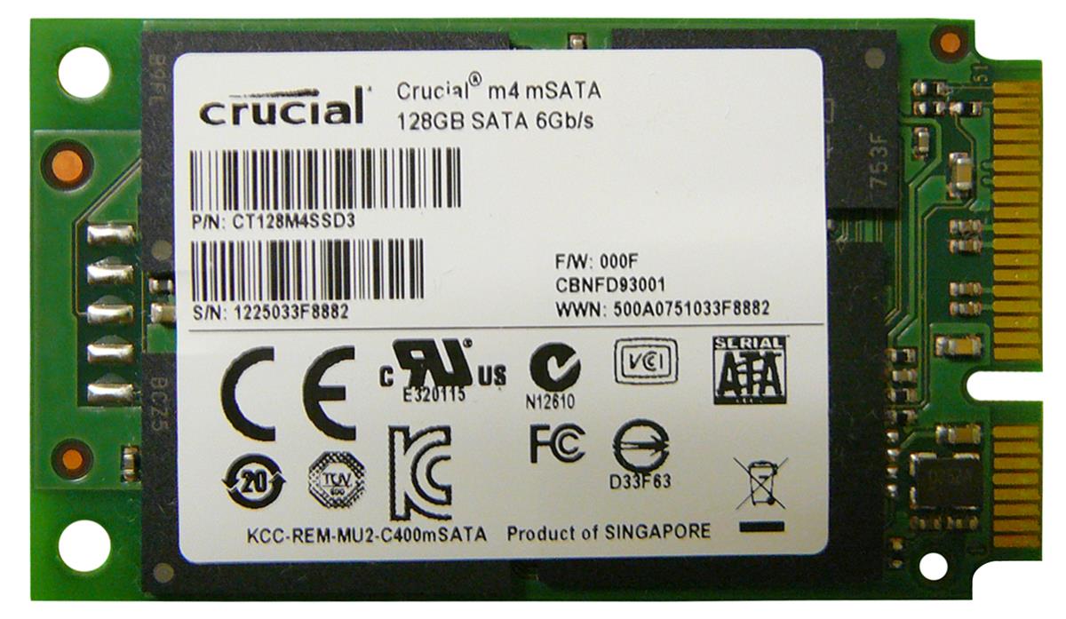 CT128M4SSD3 Crucial M4 Series 128GB MLC SATA 6Gbps mSATA Internal Solid State Drive (SSD)