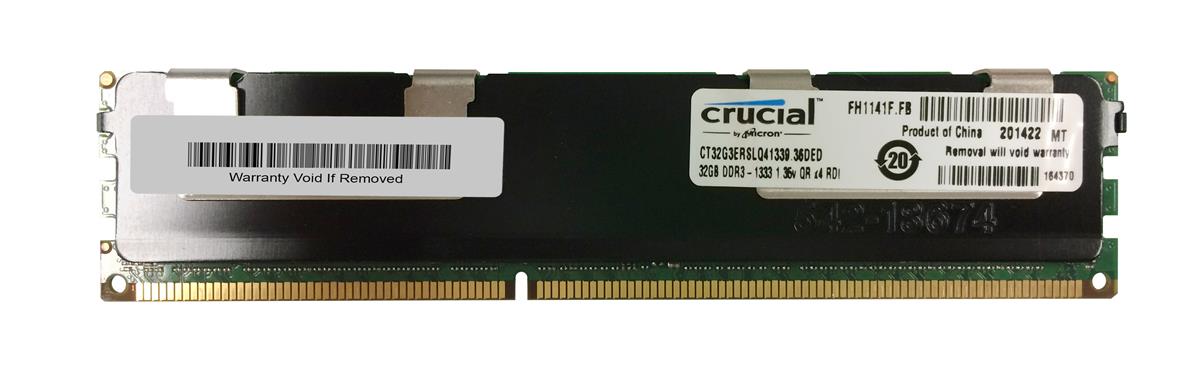 CT32G3ERSLQ41339.36DED Crucial 32GB PC3-10600 DDR3-1333MHz Registered ECC CL9 240-Pin DIMM 1.35V Low Voltage Quad Rank Memory Module