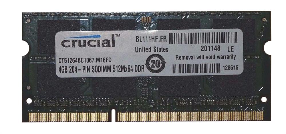 Crucial 4GB SoDimm PC8500 Memory