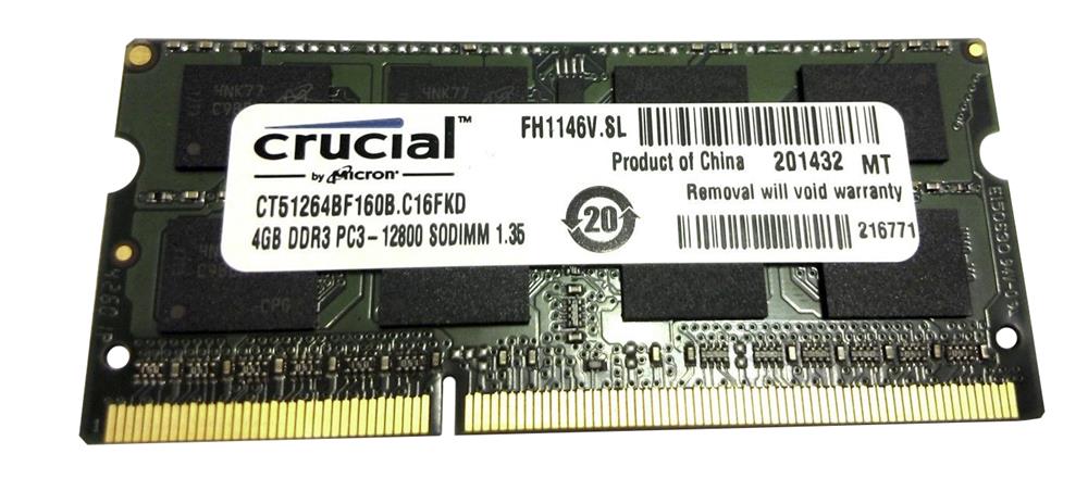 Crucial 4GB SoDimm PC12800 Memory