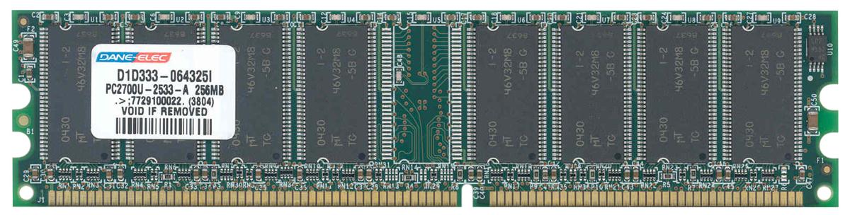 D1D333-064325I Dane-Elec 256MB PC2700 DDR-333MHz non-ECC Unbuffered CL2.5 184-Pin DIMM 2.5V Memory Module