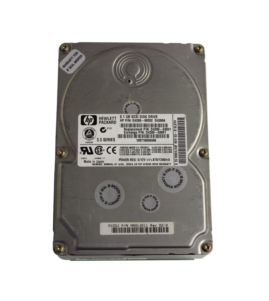 D4289A HP 9.1GB 7200RPM Ultra Wide SCSI 80-Pin LVD Hot Swap 3.5-inch Internal Hard Drive