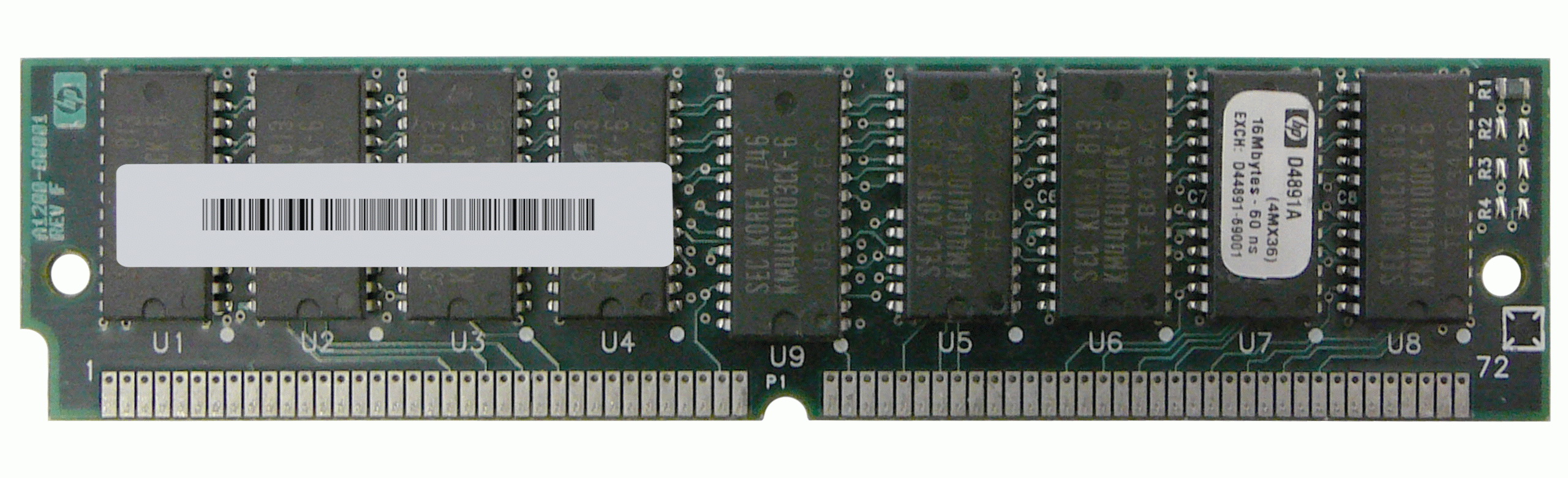 D4891A HP 16MB Parity SIMM 60ns 36-Bit 72-Pin Memory Module
