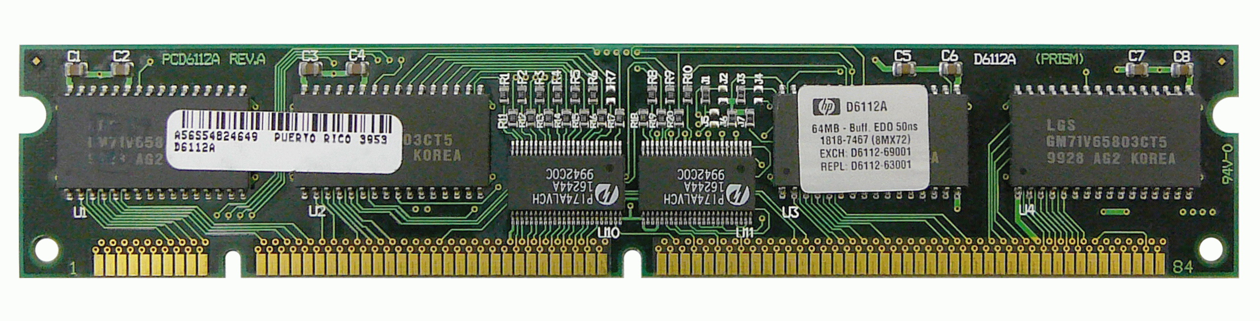 D6112A HP 256MB Kit (4 X 64MB) EDO ECC Buffered 50ns DIMM Memory for LH4 and LXr 8000 NetServer