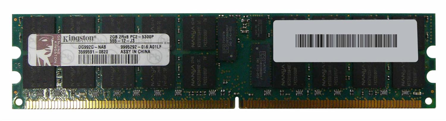 DG992G-NAB Kingston 2GB PC2-5300 DDR2-667MHz ECC Registered CL5 240-Pin DIMM Dual Rank Memory Module