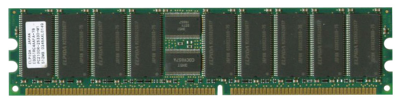 EBD51RC4AAFA-7B Elpida 512MB PC2100 DDR-266MHz Registered ECC CL2.5 184-Pin DIMM 2.5V Memory Module