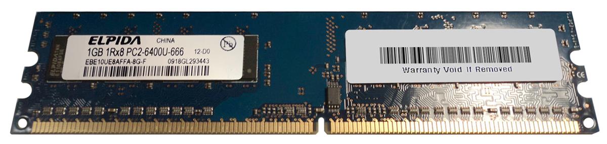 EBE10UE8AFFA-8G-F Elpida 1GB PC2-6400 DDR2-800MHz non-ECC Unbuffered CL6 240-Pin DIMM Single Rank Memory Module