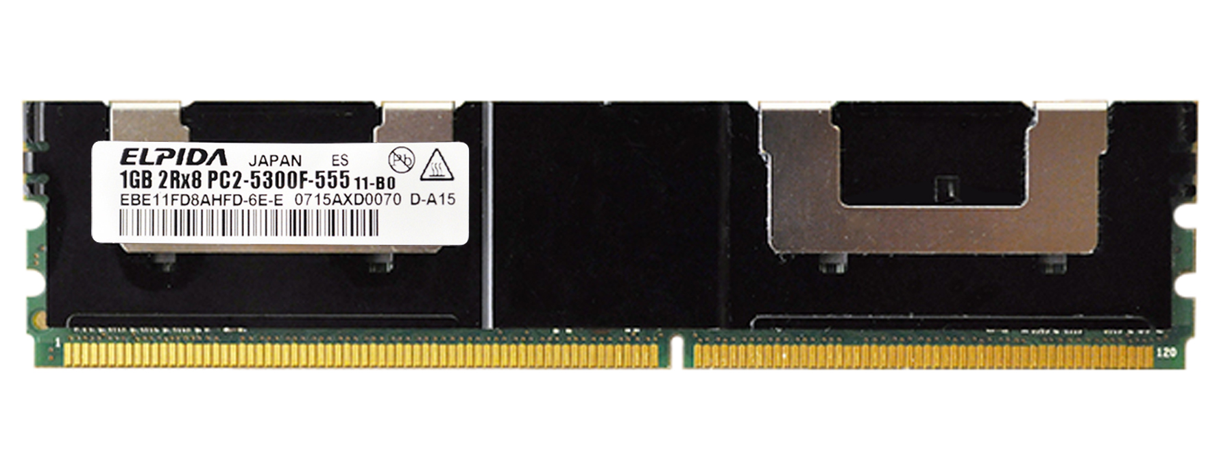 EBE11FD8AHFD-6E-E Elpida 1GB PC2-5300 DDR2-667MHz ECC Fully Buffered CL5 240-Pin DIMM Dual Rank Memory Module