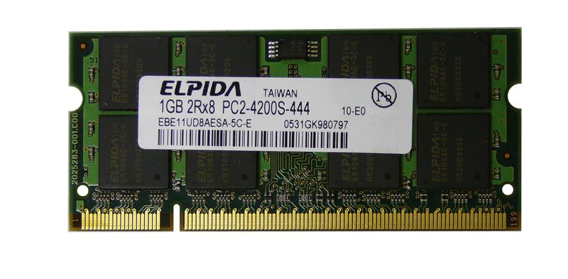 EBE11UD8AESA-5C-E Elpida 1GB PC2-4200 DDR2-533 non-ECC Unbuffered CL4 200-Pin SoDimm Memory Module