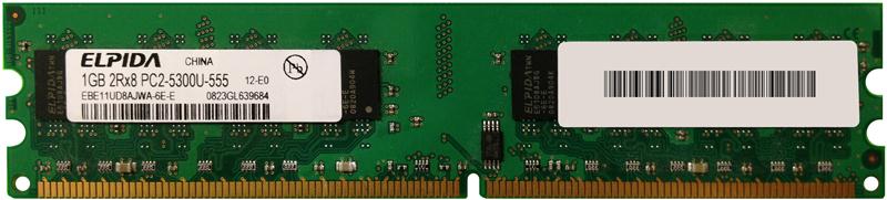 EBE11UD8AJWA-6E-E-06 Elpida 1GB PC2-5300 DDR2-667MHz non-ECC Unbuffered CL5 240-Pin DIMM Dual Rank Memory Module