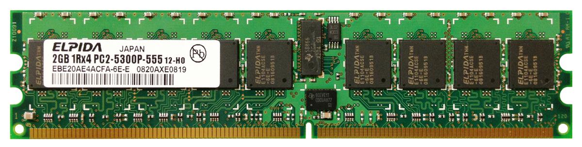 EBE20AE4ACFA-6E-E Elpida 2GB PC2-5300 DDR2-667MHz ECC Registered CL5 240-Pin DIMM Single Rank Memory Module