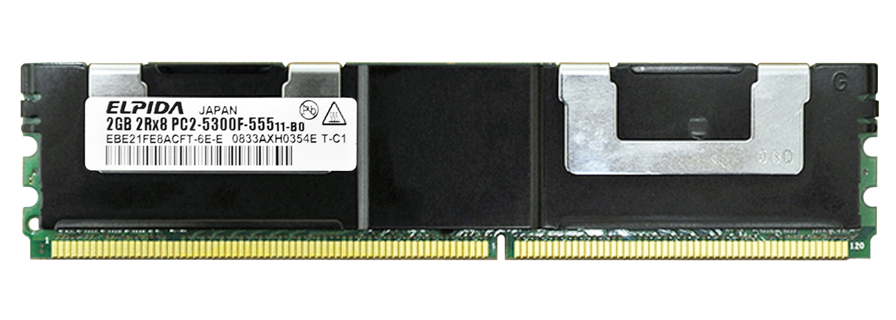 EBE21FE8ACFT-6E-E Elpida 2GB PC2-5300 DDR2-667MHz ECC Fully Buffered CL5 240-Pin DIMM Dual Rank Memory Module