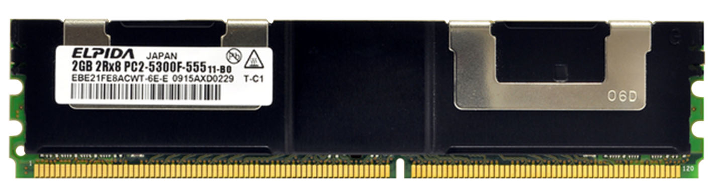 EBE21FE8ACWT-6E-E Elpida 2GB PC2-5300 DDR2-667MHz ECC Fully Buffered CL5 240-Pin DIMM Dual Rank Memory Module