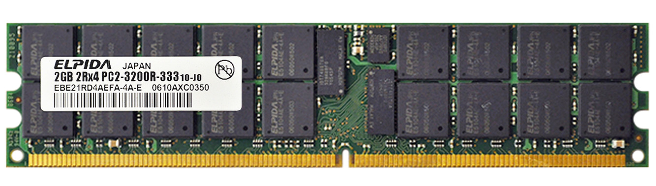 EBE21RD4AEFA-4A-E Elpida 2GB PC2-3200 DDR2-400MHz ECC Registered CL3 240-Pin DIMM Dual Rank Memory Module