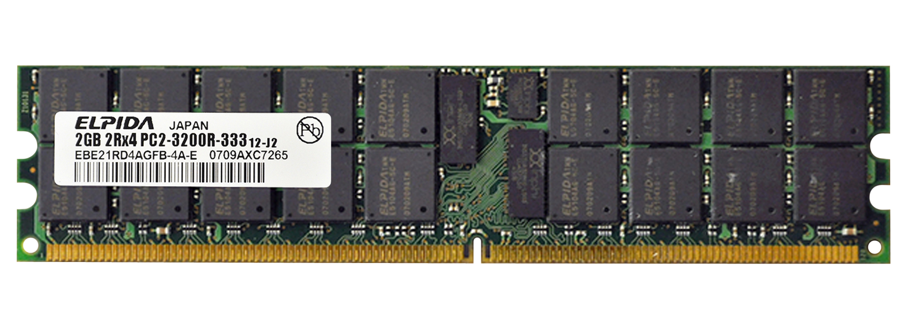 EBE21RD4AGFB-4A-E Elpida 2GB PC2-3200 DDR2-400MHz ECC Registered CL3 240-Pin DIMM Dual Rank Memory Module