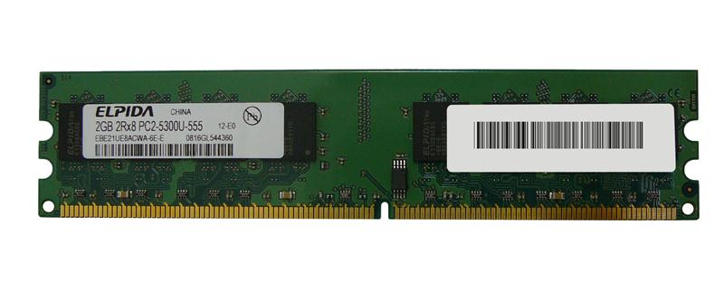 EBE21UE8ACWA-6E-E Elpida 2GB PC2-5300 DDR2-667MHz non-ECC Unbuffered CL5-5-5 240-Pin DIMM Dual Rank Memory Module