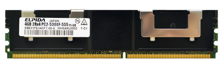 EBE41FE4ACFT-6E-E Elpida 4GB PC2-5300 DDR2-667MHz ECC Fully Buffered CL5 240-Pin DIMM Dual Rank Memory Module