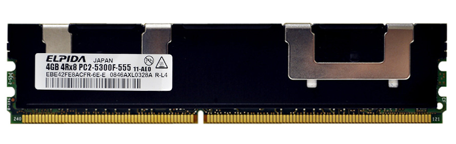 EBE42FE8ACFR-6E-E Elpida 4GB PC2-5300 DDR2-667MHz ECC Fully Buffered CL5 240-Pin DIMM Quad Rank Memory Module